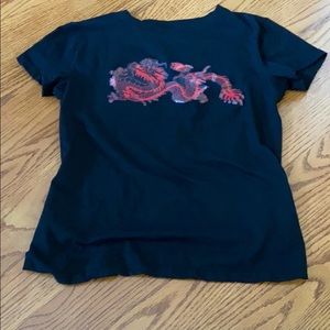 Black T-shirt with red dragon